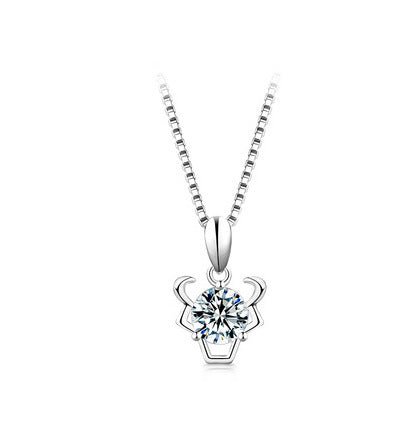 12 Constellation Pendant 925 Silver 1 Karat Moissanite Twelve Constellations Necklace Female - Reem Style