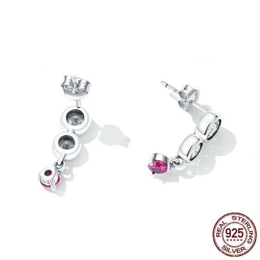 Sterling Silver S925 Simple Colorful Earrings Reem Style