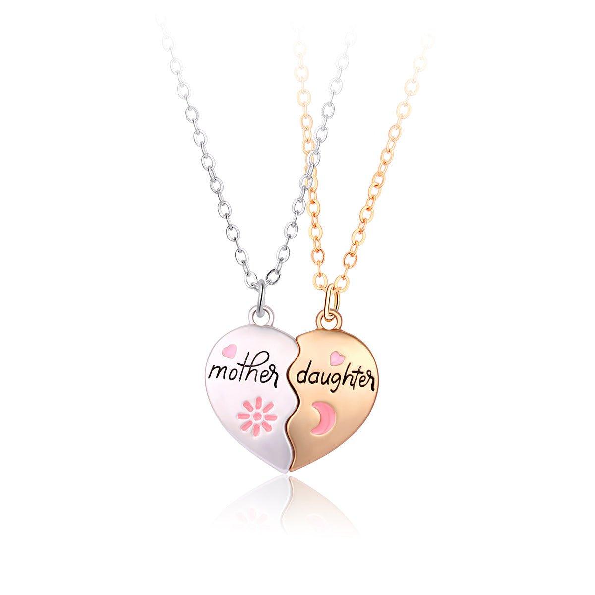 2PCS Set Jewelry Mother Daughter Necklace Matching Heart Magnetic Pendant Fashion Gifts For Mother's Day - Reem Style