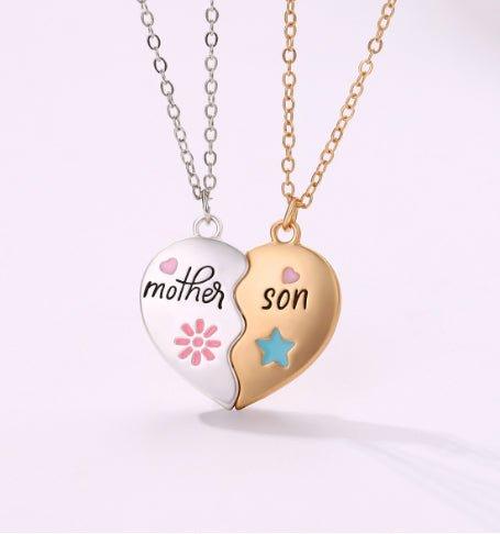 2PCS Set Jewelry Mother Daughter Necklace Matching Heart Magnetic Pendant Fashion Gifts For Mother's Day - Reem Style