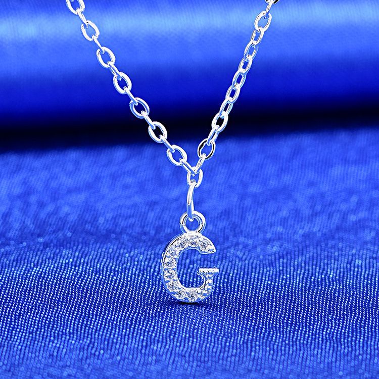 925 Rhinestone 26 Letter Necklace Minimalist Design - Reem Style