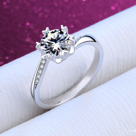 925 Silver Eight Hearts Eight Arrows D Color Mosang Stone Diamond Ring Female - Reem Style