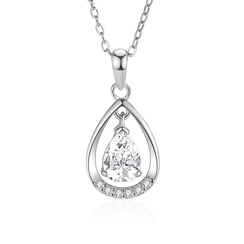 925 Sterling Silver Necklace Female Angel Tears Necklace Fashion Drop - shaped - Reem Style