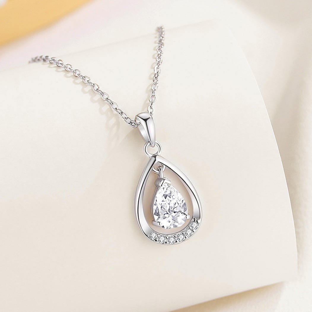 925 Sterling Silver Necklace Female Angel Tears Necklace Fashion Drop - shaped - Reem Style