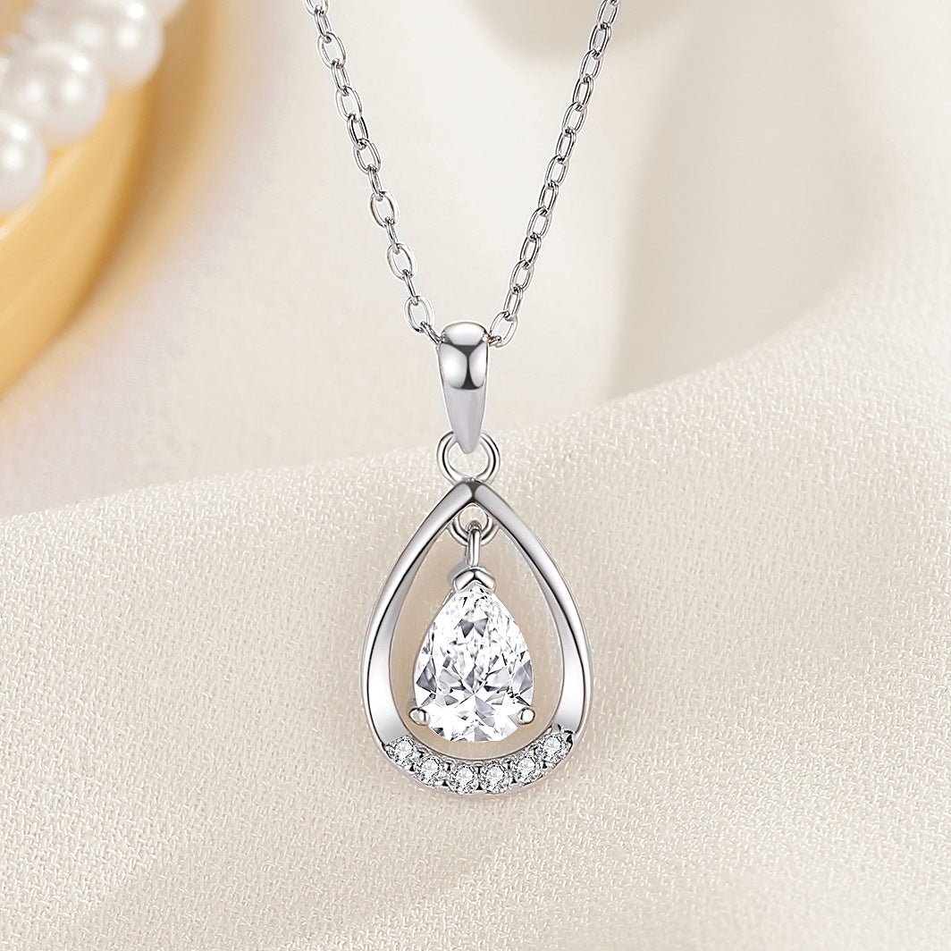 925 Sterling Silver Necklace Female Angel Tears Necklace Fashion Drop - shaped - Reem Style