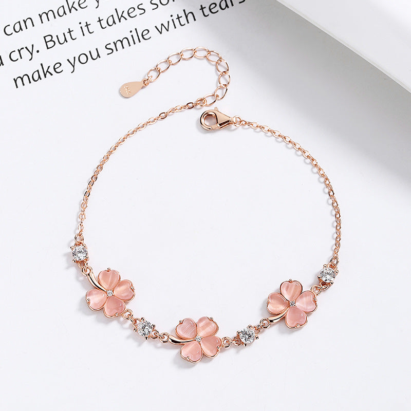 Fashion Jewelry Opal Crystal Gemstones Chain Bracelets For Women Femme Zircon Diamonds Rose Gold Jewelry Bijoux Mujer Cute Girlfriend Gifts Reem Style