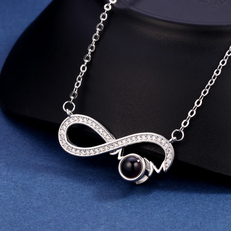 Mother's Day Necklace Female S925 Sterling Silver 100 Languages Projection Necklace Reem Style