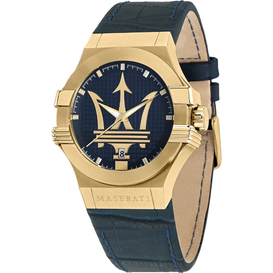 Maserati Potenza Gold Quartz Watch with Leather Strap (R8851108035)