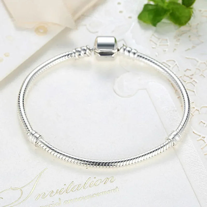 Suyixian Handmade Original Fine Jewelry 925 Sterling Silver Charm Bracelet Soft Smooth Snake Bone Bracelets for Women Reem Style