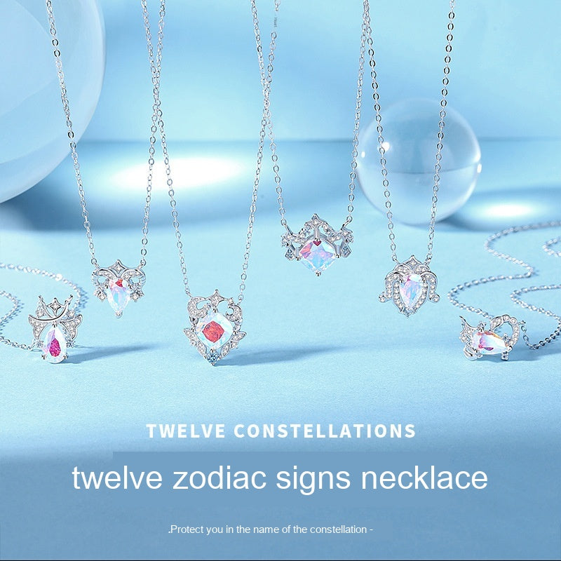 Original Twelve Constellations Necklace Women's S925 Sterling Silver Reem Style