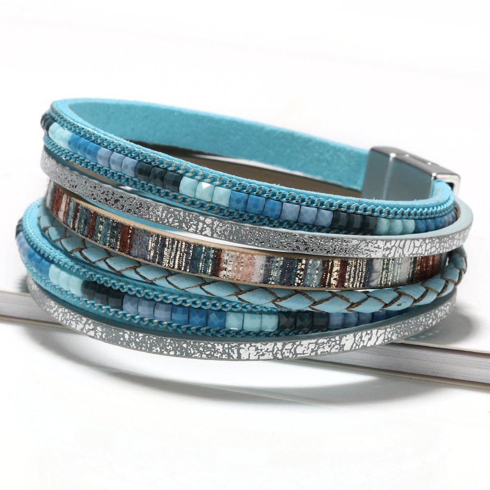 Bead Women's Leather Multi - layer Handmade Braided Bracelets - Reem Style