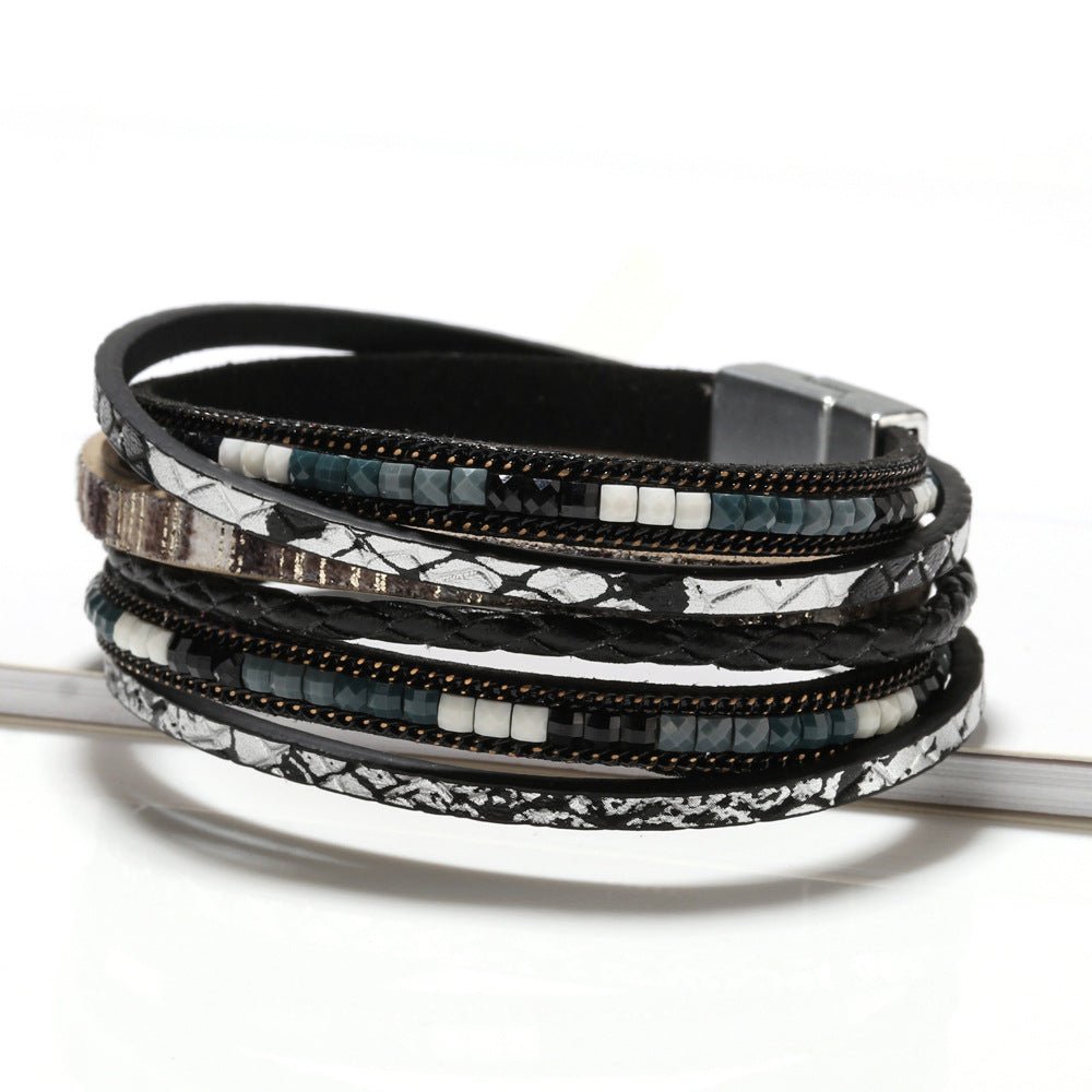 Bead Women's Leather Multi - layer Handmade Braided Bracelets - Reem Style