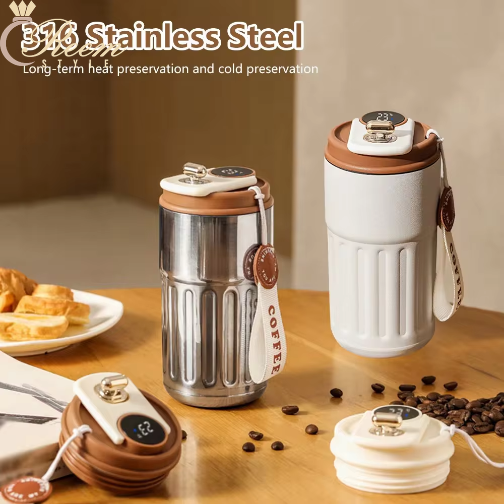 Smart Thermos Bottle with LED Temperature Display - 316 Stainless Steel Portable Vacuum Flask Tumbler Mug